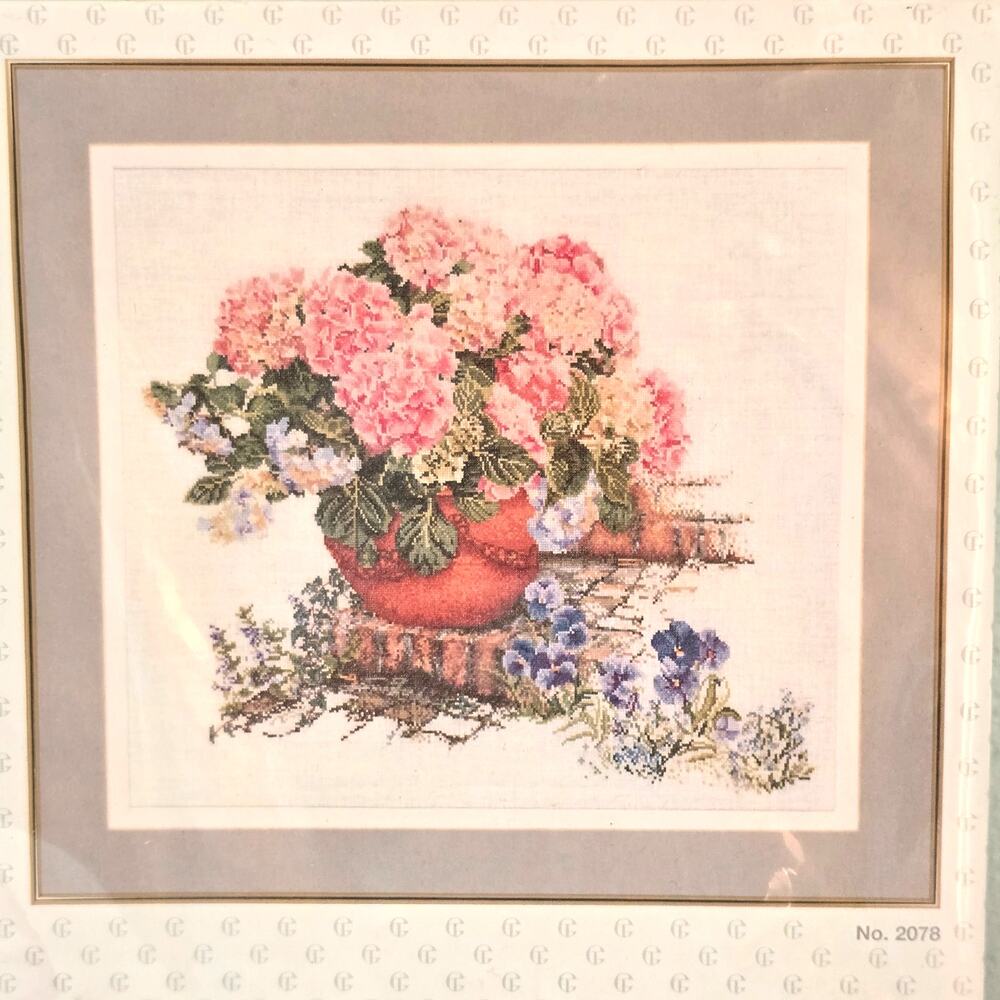 Thea Gouverneur Hortensia's Garden Cross Stitch Kit Cottagecore Gardencore